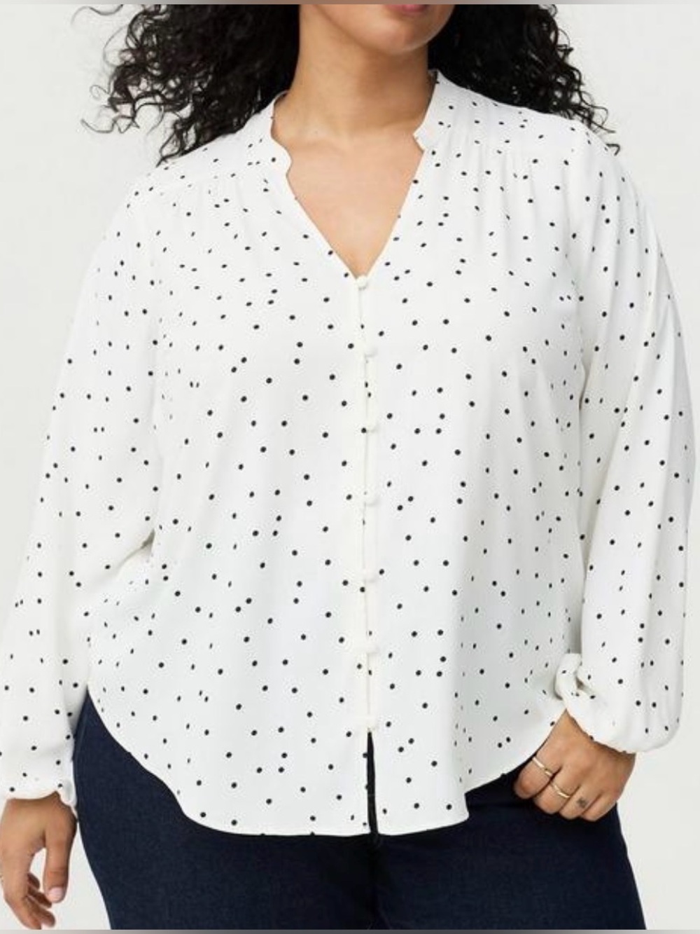 NWT Torrid Georgette button front ruffle neck polkadot blouse, Torrid size 1, 1X